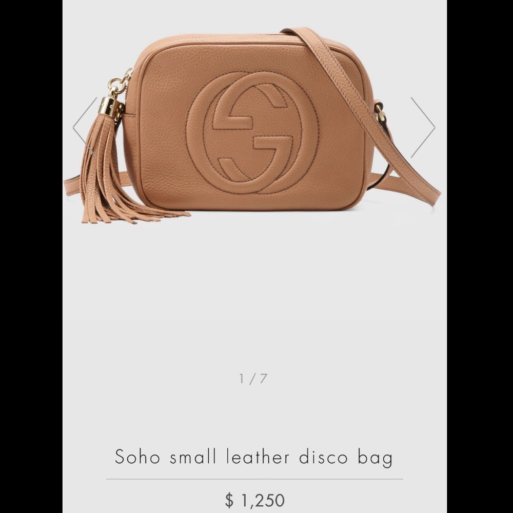 GUCCI beige soho small leather disco bag